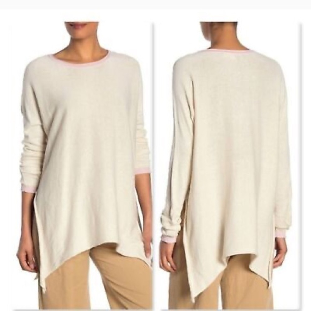 Cloth by Design Cream And Pink Oversized Layering Tie Sweater Top Size Medium